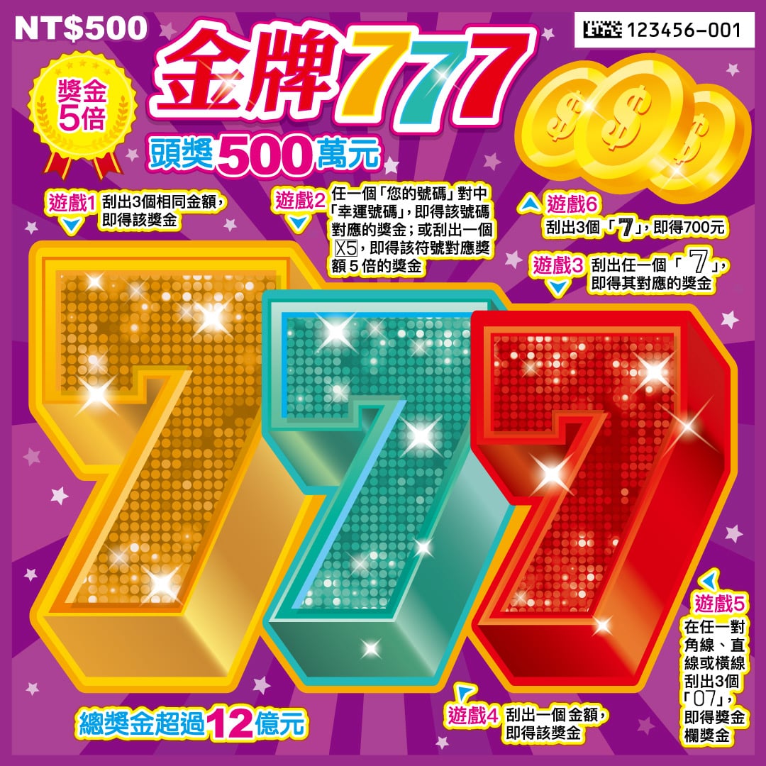 台彩刮刮樂 金牌 777